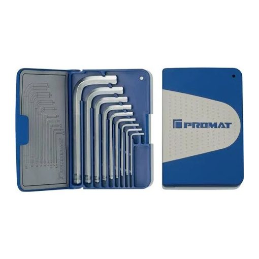 Imbuszkulcs készlet 9 részes gömbvégű 1,5-10mm extra rövid PROMAT