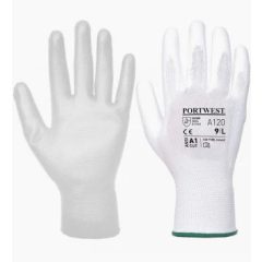 A120 - Nylon kesztyű PU tenyérmártott - fehér 9