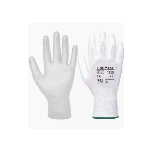 A120 - Nylon kesztyű PU tenyérmártott - fehér 11
